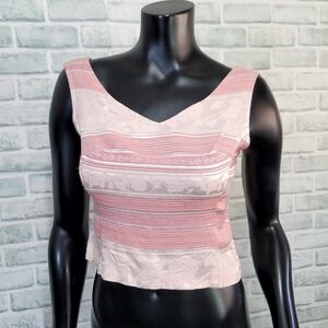 Wrapper Vintage 90s Pink Silver Metallic Brocade Corset Crop Top Made in USA 5/6